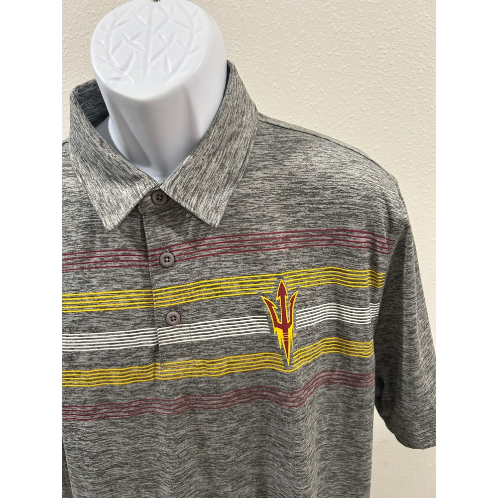 Captivating Arizona State ASU Sun Devils Mens XL Polo Shirt Gray Space Dye - Picture 4 of 6